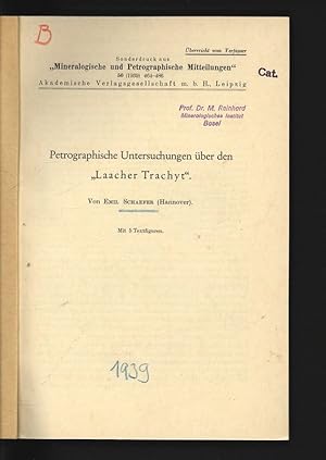 Bild des Verkufers fr Petrographische Untersuchungen ber den  Laacher Trachyt". Sonderdruck aus  Mineralogische und Petrographische Mitteilungen", 50 (1939) 464-486, Akademische Verlagsgeselischaft m. b. H., Leipzig. zum Verkauf von Antiquariat Bookfarm