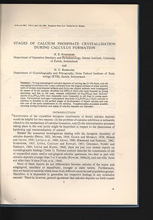 Seller image for Stages of Calcium Phosphate Crystallisation During Calculus Formation. Arch. oral Biol. Vol.ll, pp.1-14, 1966. Pergamon Press. for sale by Antiquariat Bookfarm