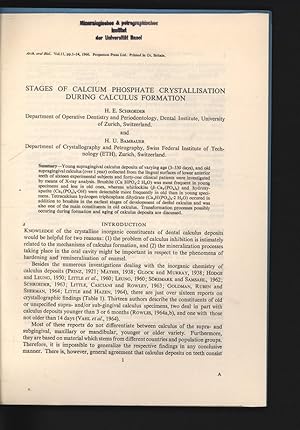 Seller image for Stages of Calcium Phosphate Crystallisation During Calculus Formation. Arch. oral Biol. Vol.ll, pp.1-14, 1966. Pergamon Press. for sale by Antiquariat Bookfarm