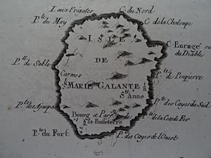 Bild des Verkufers fr Les Isles de la Guadeloupe, de Marie Galante de la Dsirade. Kupferstichkarte von Bonne, um 1780. 21 x 31 cm. zum Verkauf von Antiquariat Daniel Schramm e.K.