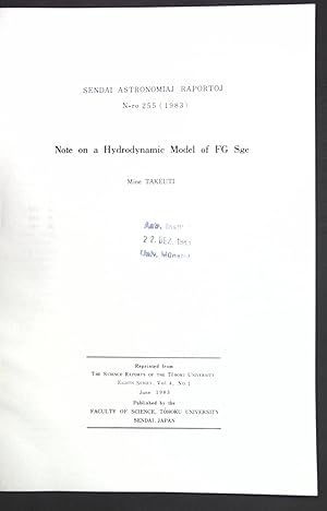 Immagine del venditore per Note on a Hydrodynamic Model of FG Sge; Sendai Astronomiaj Raportoj N-ro. 255; venduto da books4less (Versandantiquariat Petra Gros GmbH & Co. KG)