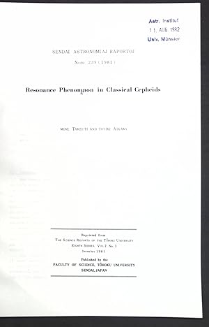 Imagen del vendedor de Resonance Phenomenon in Classical Cepheids. Sendai Astronomiaj Raportoj N-ro. 239; a la venta por books4less (Versandantiquariat Petra Gros GmbH & Co. KG)