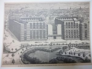 Orig. Holzstich - Stadtansichten Deutschland B - Der Bau des neuen Reichstagsgebäudes am Königspl...