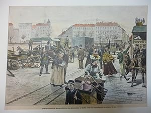 Orig. kolorierter Holzstich - Stadtansichten Deutschland B - Möbelwagenbörse am Umzugstermin auf ...