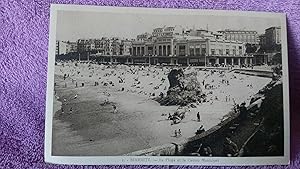 POSTAL DE BIARRITZ, LA PLAGE ET LE CASINO MUNICIPAL, AQUITANIA 1950