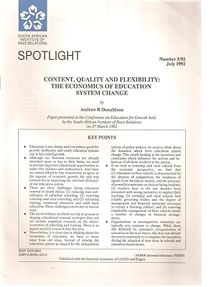 Seller image for Spotlight no. 5/92 July 1992 - Content, Quality and Flexibility: the economics of education system change for sale by Snookerybooks