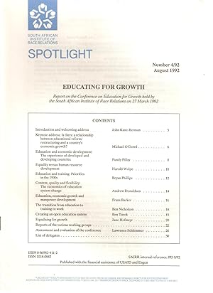 Seller image for Spotlight no. 4/92 August 1992 - Educating for growth for sale by Snookerybooks