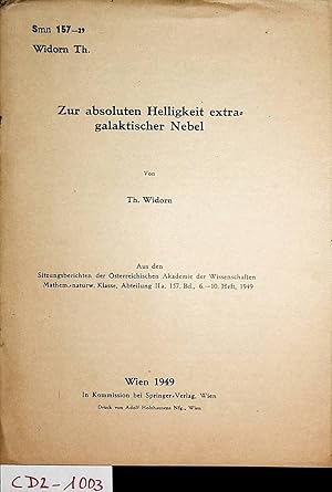 Zur absoluten Helligkeit extragalaktischer Nebel. Aus den Sitzungsberichten der Österreichischen ...