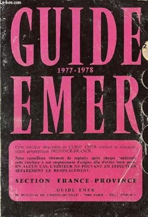 Image du vendeur pour GUIDE EMER 1977/1978 SECTION FRANCE-PROVINCE mis en vente par Le-Livre