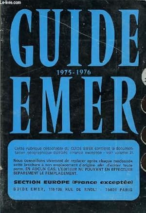 Image du vendeur pour GUIDE EMER 1975/1976 - SECTION EUROPE - VOLUME 3 mis en vente par Le-Livre