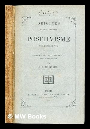 Bild des Verkufers fr origins et dveloppement du positivisme contemporain zum Verkauf von MW Books Ltd.