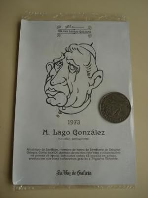 M. Lago González / Xoán Vicente Viqueira. Medalla conmemorativa 40 aniversario Día das Letras Gal...