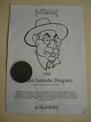 Antón Losada Diéguez / A. Iglesia Alvariño. Medalla conmemorativa 40 aniversario Día das Letras G...