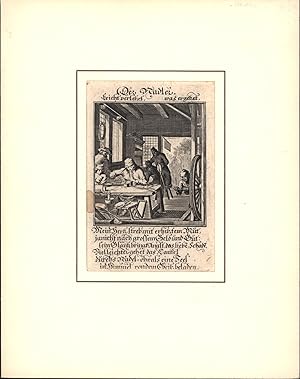 Bild des Verkufers fr Der Nadler,Berufe / Handwerk,Original Holzstich von 1704 im Passepartout zum Verkauf von Antiquariat Kastanienhof