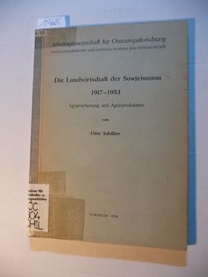 Seller image for Die Landwirtschaft der Sowjetunion, 1917-1953. Agrarverfassung und Agrarproduktion. for sale by Gebrauchtbcherlogistik  H.J. Lauterbach