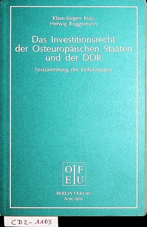 Seller image for Das Investitionsrecht der osteuropischen Staaten und der DDR : Textsammlung mit Einfhrungen for sale by ANTIQUARIAT.WIEN Fine Books & Prints