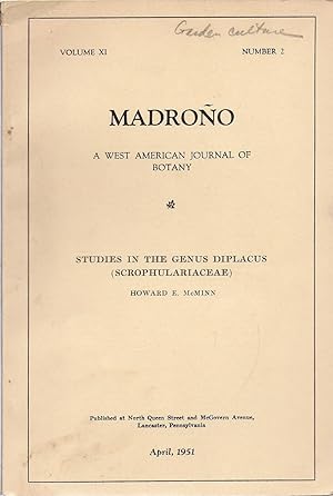 Seller image for Madrono A West American Journal of Botany Volume XI, Number 2 April 1951 "Studies in the Genus Diplacus (Scrophulariaceae) for sale by Charles Lewis Best Booksellers