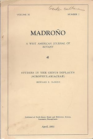 Bild des Verkufers fr Madrono A West American Journal of Botany Volume XI, Number 2 April 1951 "Studies in the Genus Diplacus (Scrophulariaceae) zum Verkauf von Charles Lewis Best Booksellers