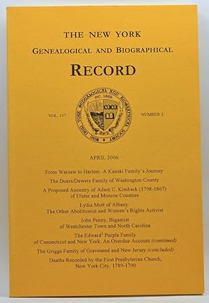 Seller image for The New York Genealogical and Biographical Record, Volume 137, Number 2 (April 2006) for sale by Cat's Cradle Books