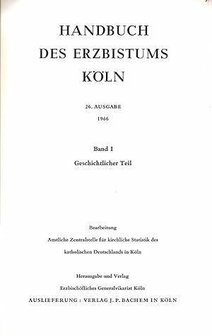 Handbuch des Erzbistums Köln Geschichtlicher sowie Realer un (Personaler Teil) - 1966 -