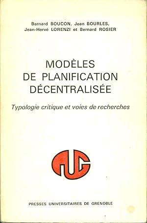 Image du vendeur pour Modles de planification dcentralise.Typologies critique et voies de recherches mis en vente par dansmongarage