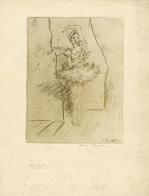 Drypoint etching of a ballet dancer