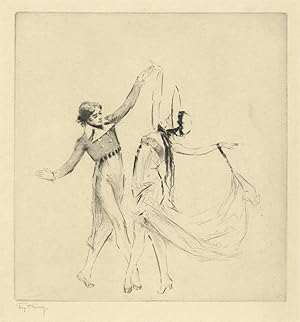 Anna Pavlova and Alexander Volinin performing the "Gavotte Pavlova." Original etching