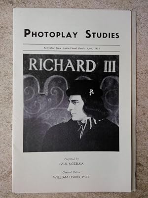 Bild des Verkufers fr Photoplay Studies: Richard III zum Verkauf von P Peterson Bookseller