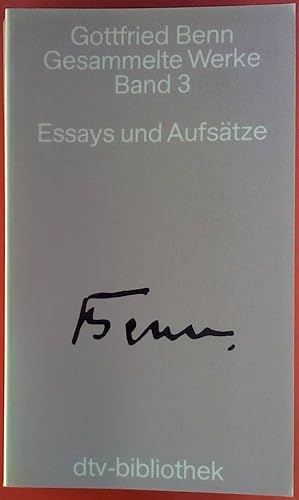 Bild des Verkufers fr Gottfried Benn. Gesammelte Werke, Band 3. Essays und Aufstze. zum Verkauf von biblion2