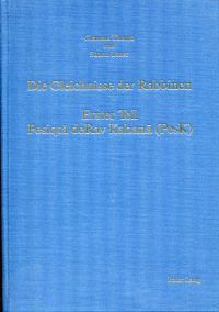 Die Gleichnisse der Rabbinen. Erster Teil: Pesiqta deRav Kahana (PesK). Einleitung, Übersetzung, ...