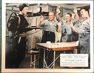 Bild des Verkufers fr Petticoat Pirates' Original Lobby Card, A pirate holding the crew at gunpoint zum Verkauf von Rattlesnake Books