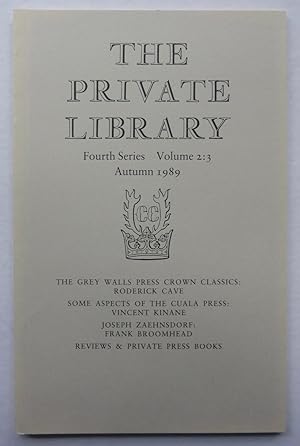 Bild des Verkufers fr The Private Library, Fourth Series, Volume 2:3, Autumn 1989 zum Verkauf von George Ong Books