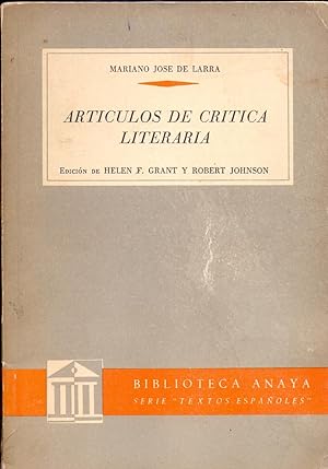 Seller image for ARTICULOS DE CRITICA LITERARIA for sale by Libreria 7 Soles