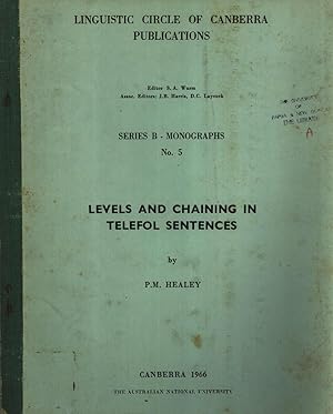 Seller image for Levels and Chaining in Telefol Sentences (Monographs, Series B, No. 5) for sale by Masalai Press