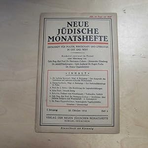 Bild des Verkufers fr Neue Jdische Monatshefte - Zeitschrift fr Politik, Wirtschaft und Literatur in Ost und West (I. Jahrgang, Heft 2 vom 25. Oktober 1916) zum Verkauf von Bookstore-Online