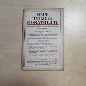 Bild des Verkufers fr Neue Jdische Monatshefte - Zeitschrift fr Politik, Wirtschaft und Literatur in Ost und West (I. Jahrgang, Heft 9 vom 10. Februar 1917) zum Verkauf von Bookstore-Online