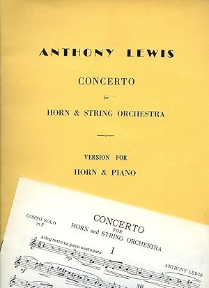 Immagine del venditore per Concerto for Horn and String Orchestra | Version for Horn in F and Piano (1959) Sheet Music + Separate Horn Line venduto da Little Stour Books PBFA Member