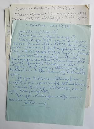 Antonio Peláez Five autograph signed letters to Heinz (Henry) Roland of the London gallery Roland...