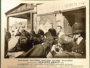 Image du vendeur pour Heavens Above' Original Lobby Card; Sellers blockaded by the Chuch Hall. mis en vente par Rattlesnake Books