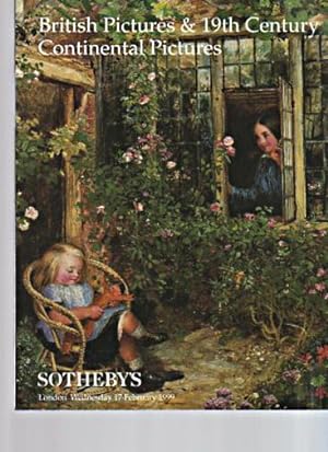 Seller image for Sothebys 1999 British & 19th Century Continental Pictures for sale by thecatalogstarcom Ltd