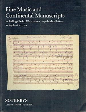 Sothebys May 1997 Fine Music and Continental Manuscripts - Weizmann - Getzova