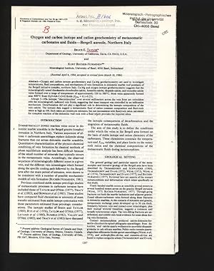 Bild des Verkufers fr Oxygen and carbon isotope and cation geochemistry of metasomatic carbonates and fluids   Bergell aureole, Northern Italy. Geochimica et Cosmochimica Acta Vol. 50, pp. 1267-1279 Pergamon Journals Ltd. 1986. Printed in USA. zum Verkauf von Antiquariat Bookfarm