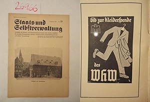 Imagen del vendedor de Staats- und Selbstverwaltung. Zeitschrift fr Staats- und Kommunalverwaltungen und -beamte. Fachblatt fr praktische Verwaltung-, Gesetzes- und Brokunde, 3. Dezember Nr. 23 * mit Aufsatz von Reichsminister Dr. F r i c k " P r o b l e m e d e s n e u e n V e r w a l t u n g s r e c h t s " (Fhrergrundsatz in der Verwaltung, Grundsatz der Rechtmigkeit in der Verwaltung, Verwaltungsgerichtsbarkeit im nationalsozialistischen Fhrerstaat, Probleme des Verwaltungsaufbaues, Fhrerstaat und Selbstverwaltung, Planung und Verwaltungsrecht) Dieses Buch wird von uns nur zur staatsbrgerlichen Aufklrung und zur Abwehr verfassungswidriger Bestrebungen angeboten (86 StGB) a la venta por Galerie fr gegenstndliche Kunst