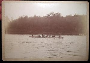 Bild des Verkufers fr Circa 1880 Cabinet Card Photograph of Fishermen and Guides in Canoes zum Verkauf von Certain Books, ABAA