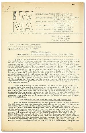 IWMA Boletin de Informacion / I.W.M.A. Bulletin of Information. Special Edition, June 1, 1937