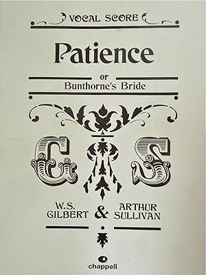 Seller image for Vocal Score of Patience or Bunthorne's Bride for sale by Moneyblows Books & Music