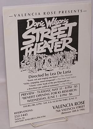 Immagine del venditore per Valencia Rose presents: Doric Wilson's Street Theater directed by Lea DeLaria [handbill] venduto da Bolerium Books Inc.