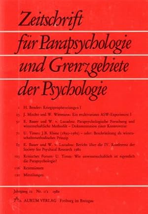 Nr. 1/2. Jg. 22. Zeitschrift für Parapsychologie und Grenzgebiete der Psychologie.
