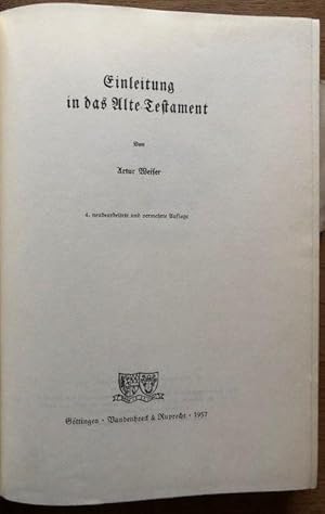 Bild des Verkufers fr Einleitung in das Alte Testament. zum Verkauf von Antiquariat Lohmann