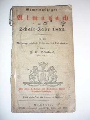 Bild des Verkufers fr Gemeinntziger Almanach auf das Schalt-Jahr 1852. zum Verkauf von Antiquariat Diderot